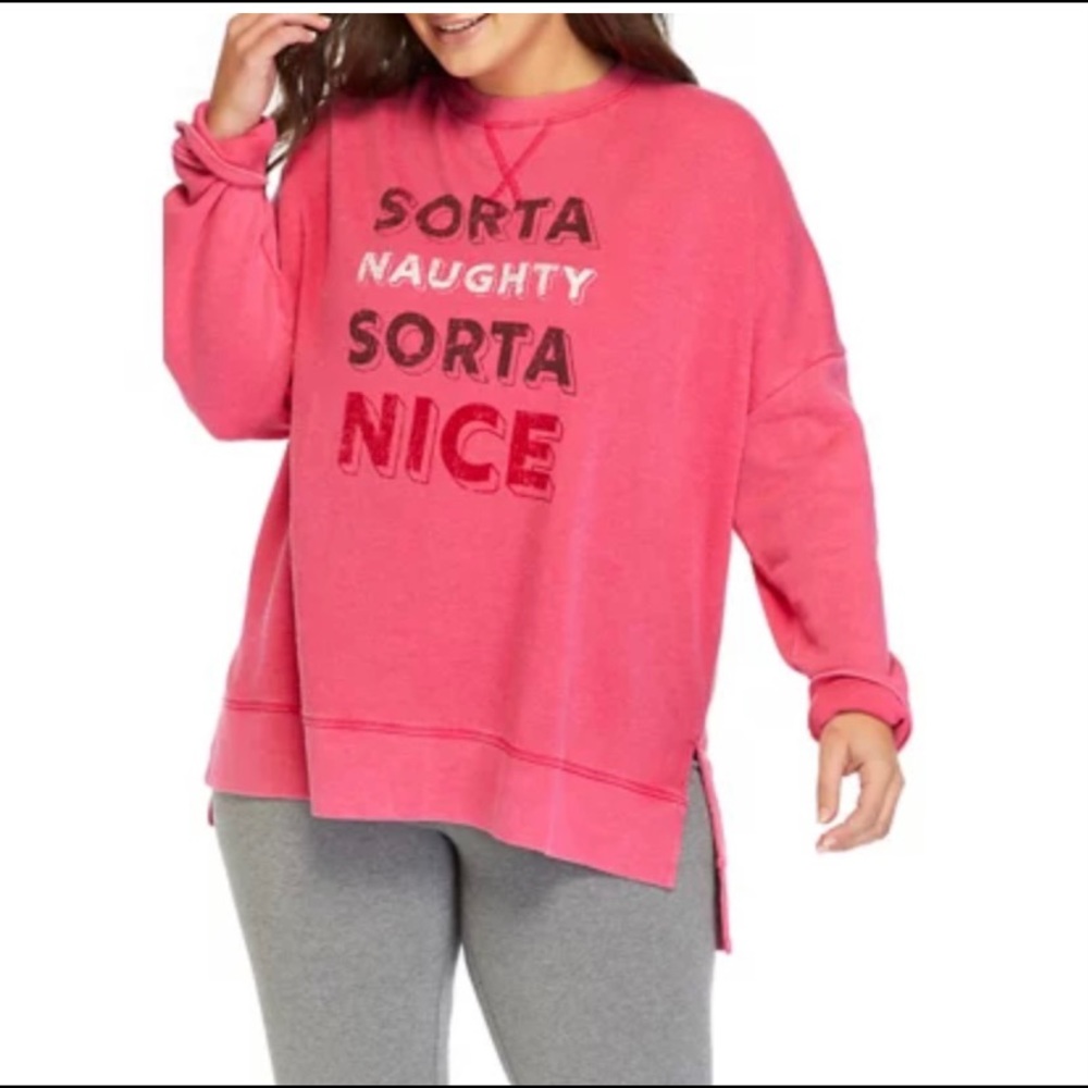 Last 2- NEW naughty/nice sweatshirt Christmas - Picture 2 of 8